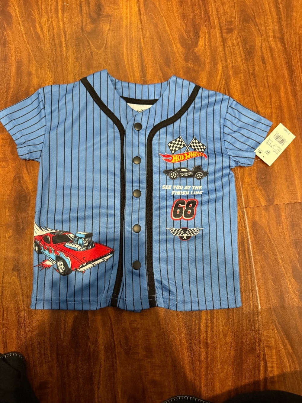 New Hot Wheels Boys Graphic Baseball Jersey Shirt - Size 3T